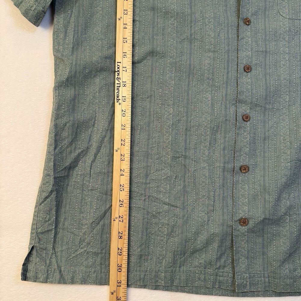 L.L.Bean Men's XL Tall Traditional Fit Green Geometric Cotton Short Sleeve VTG - Picture 5 of 7